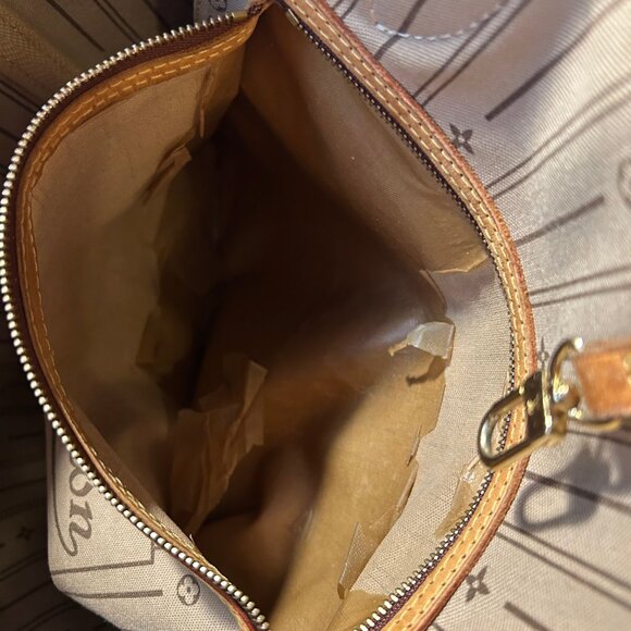 Authentic Women Louis Vuitton Brown Tan Canvas Leather Neverfull MM Tote Handbag - Picture 16 of 16